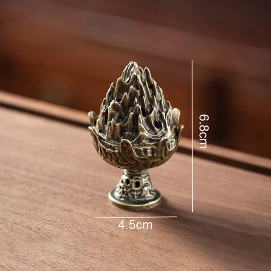 Vertical Mini Alloy Incense Burner – Hollow Design for Aromatherapy & Desk Decoration