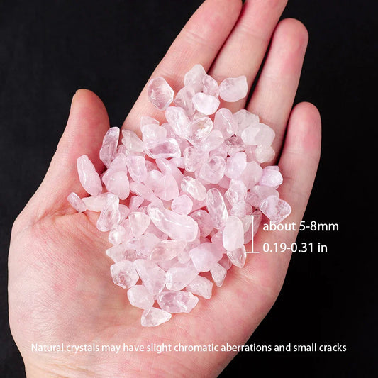 100g/bag Natural Rose Quartz Crystal Chips – Reiki Healing Stones & Decorative Gem Gravel