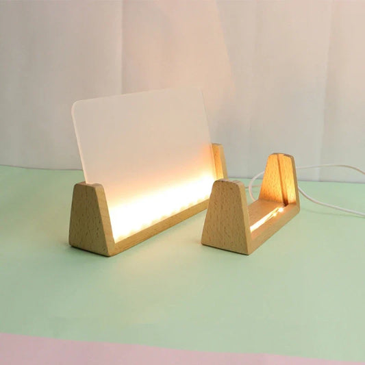 Wooden U-Shape LED Light Base – 5/6/7/8/10 Inch Display Stand for Acrylic Cards & Crystal Glass Decor